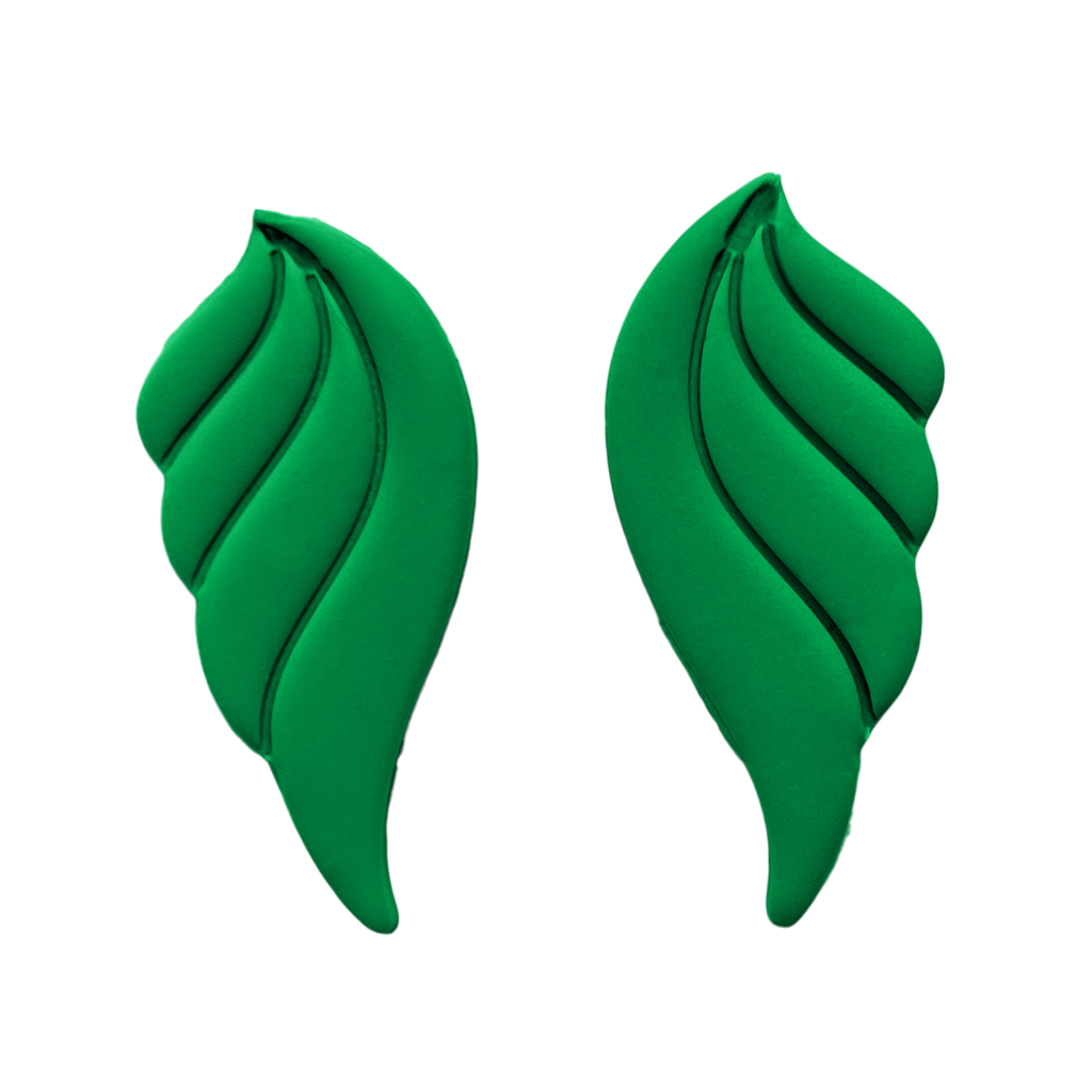 Polymer Clay Green Feather Wing Cutter Set of 2