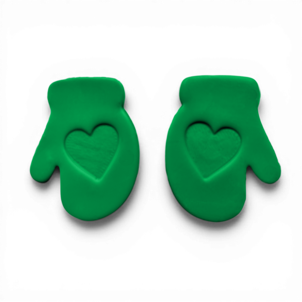 Polymer Clay Green Love Mittens Set of 2 Cutter Set of 2