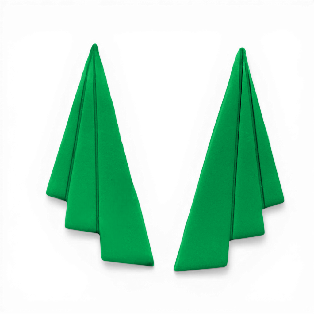 Polymer Clay Green ziggurat drop Cutter Set of 2
