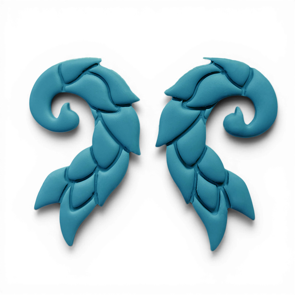 Polymer Clay Blue Flora Curl Cutter Set of 2