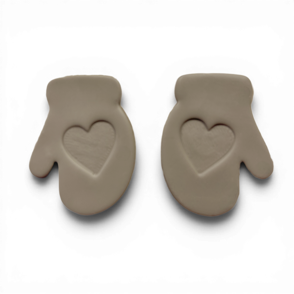 Polymer Clay Taupe Love Mittens Set of 2 Cutter Set of 2