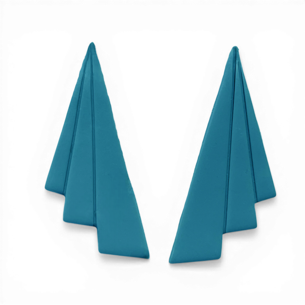 Polymer Clay Blue ziggurat drop Cutter Set of 2