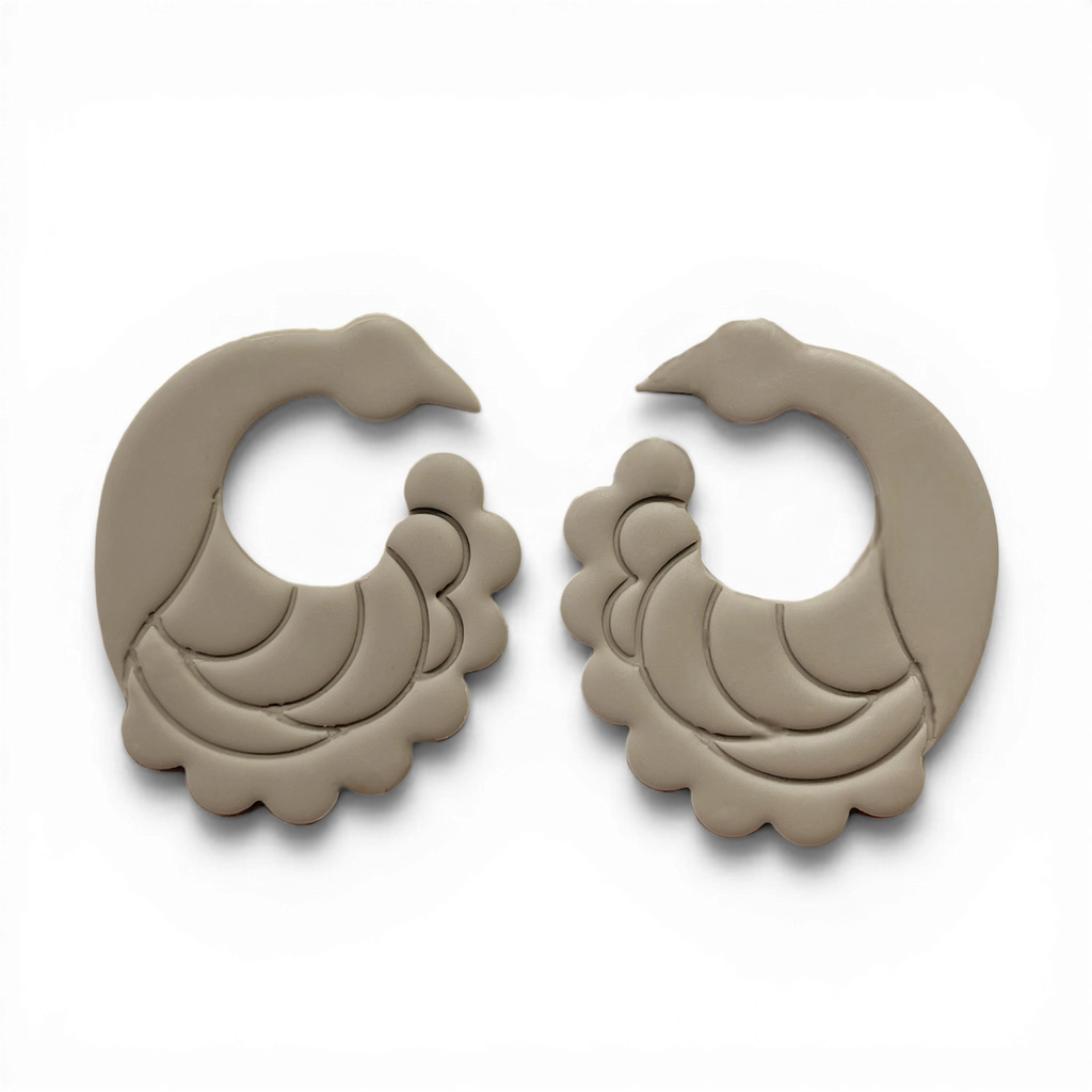 Polymer Clay Taupe peacocks Cutter
