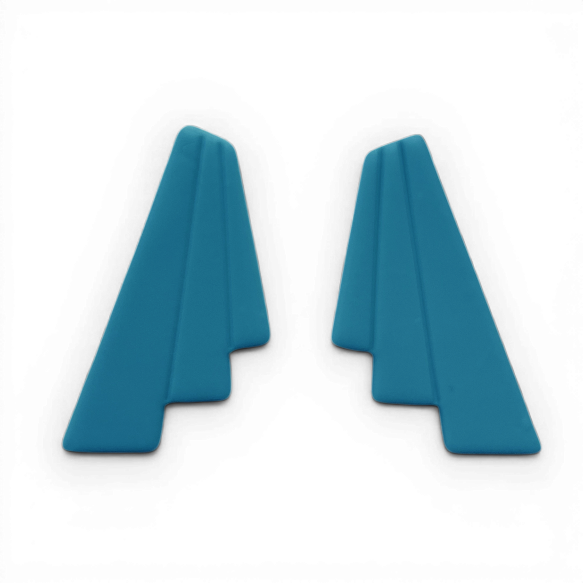 Blue polymer clay apex drop cutouts for modern architectural jewelry.