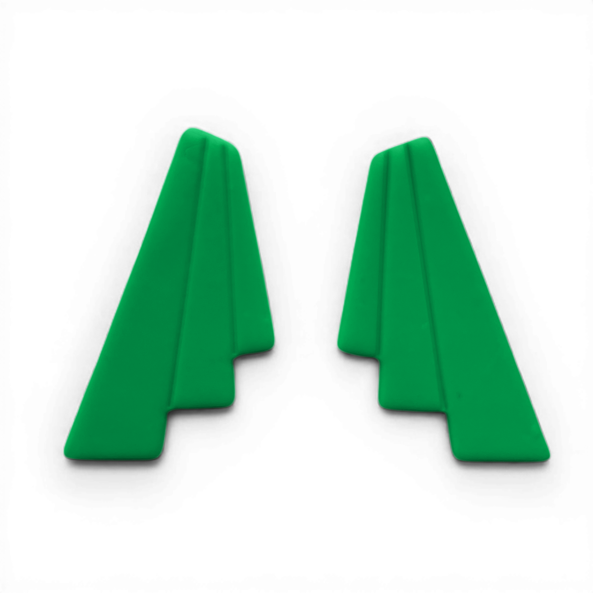 Green polymer clay apex drop shapes with clean geometric angles.