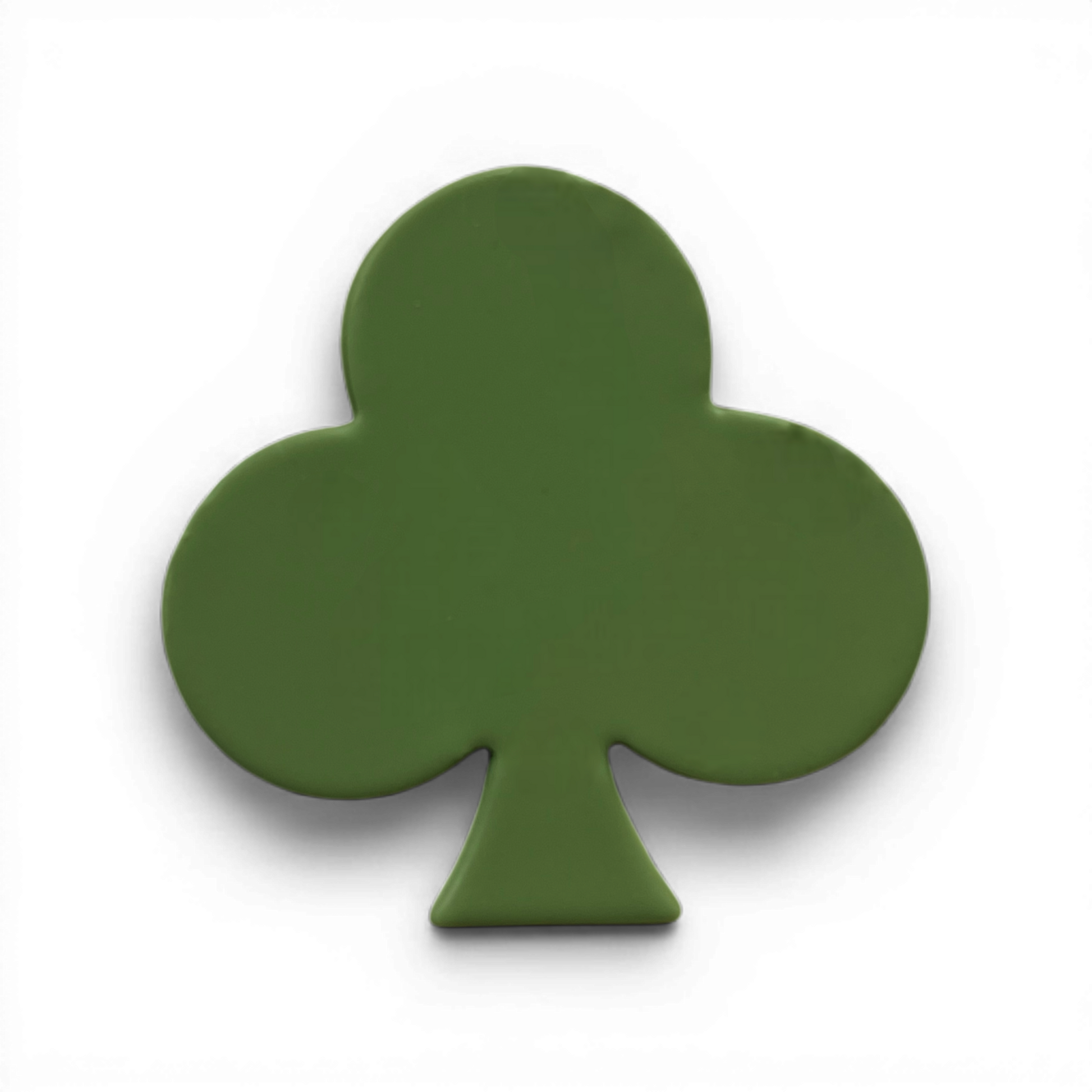 Club Emblem polymer clay shape in muted olive green with modern symbol silhouette on white background.