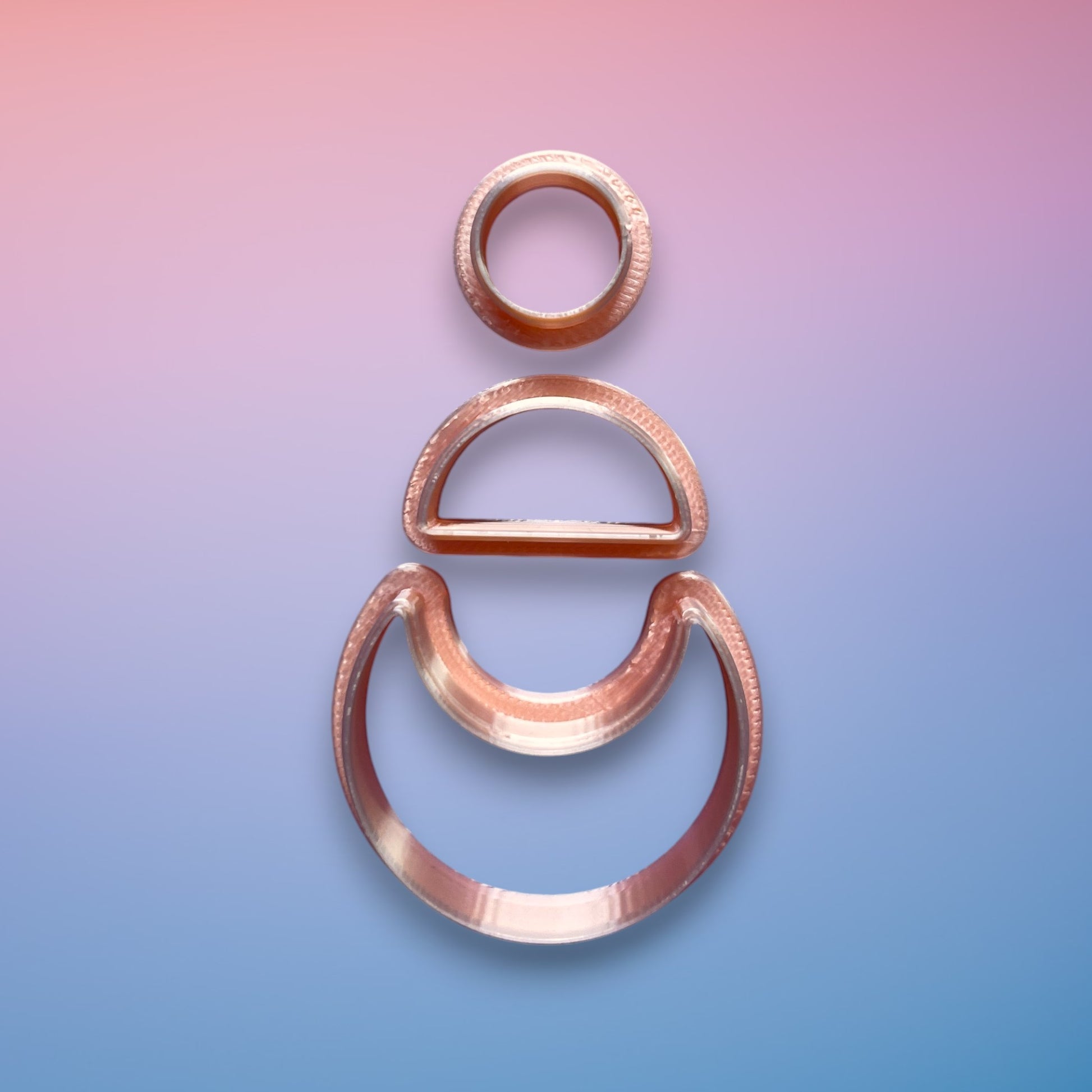 Crescent Stack Polymer Clay Cutter
Crescent Stack polymer clay cutter with layered circle, half-moon, and crescent shapes on white background.