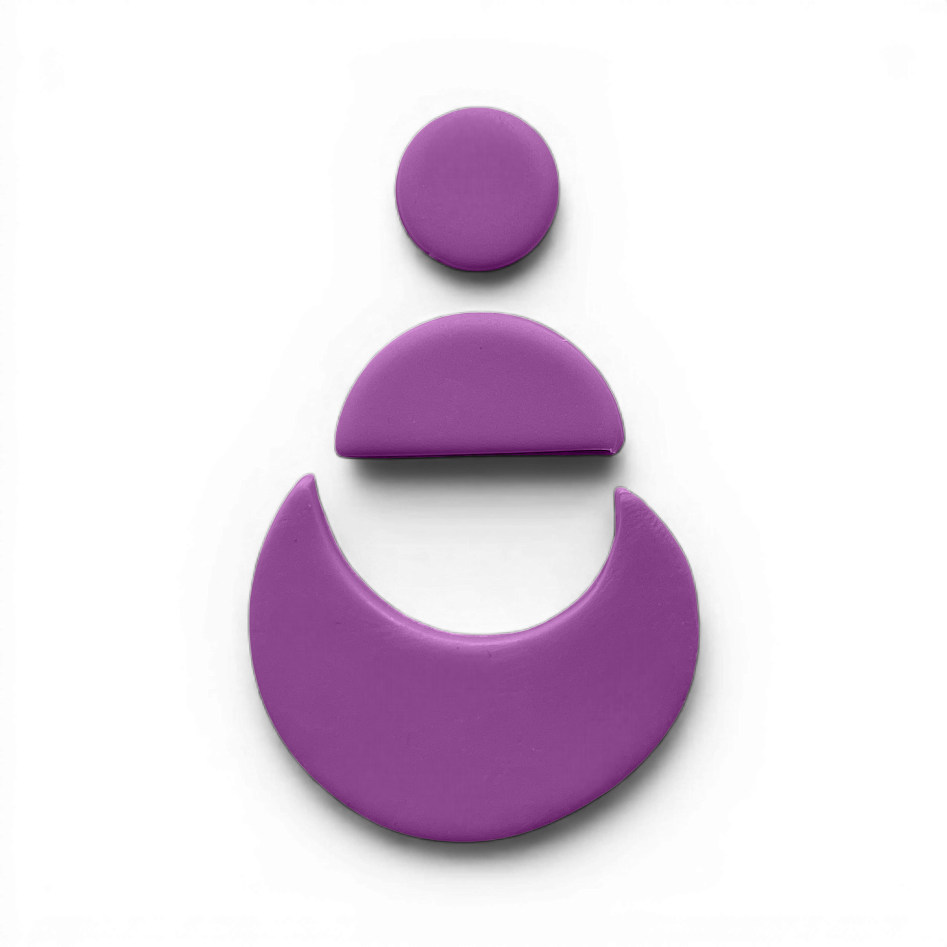 Crescent Stack polymer clay layered crescent design in soft lavender with geometric arc styling on white background.