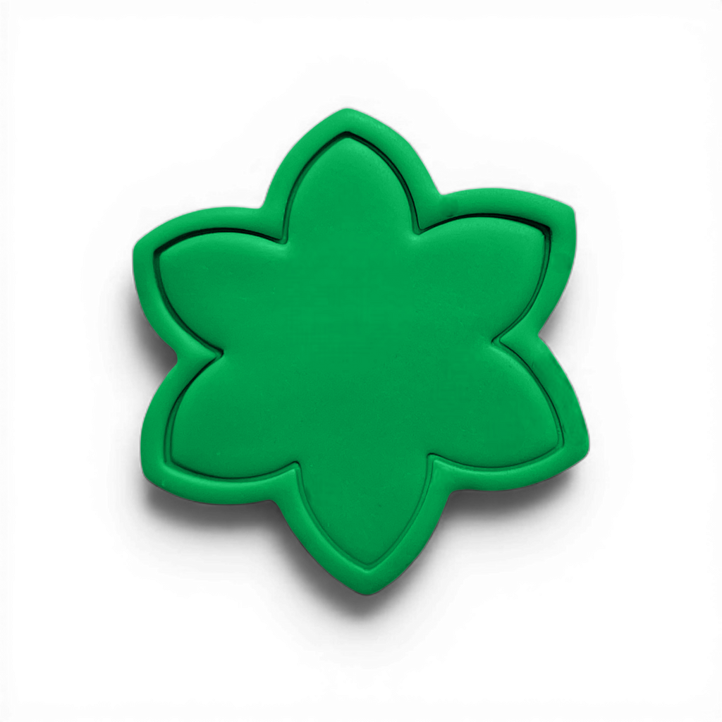 Daisy Bloom Polymer Clay Green
Daisy Bloom polymer clay floral shape in fresh green with rounded petals on white background.