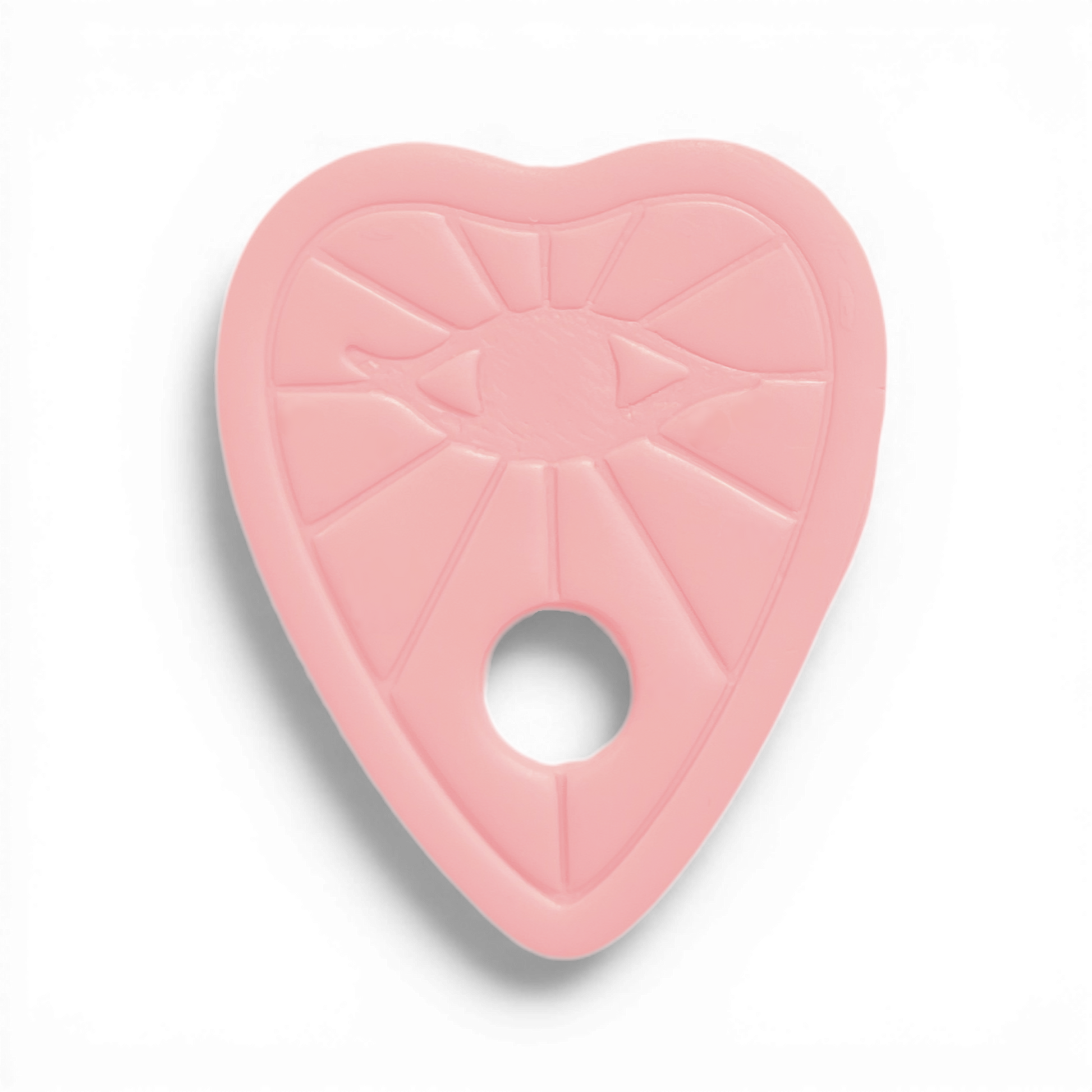 Eye Planchette Polymer Clay Pink
Eye Planchette polymer clay shape in soft pink with symbolic eye and geometric rays on white background.