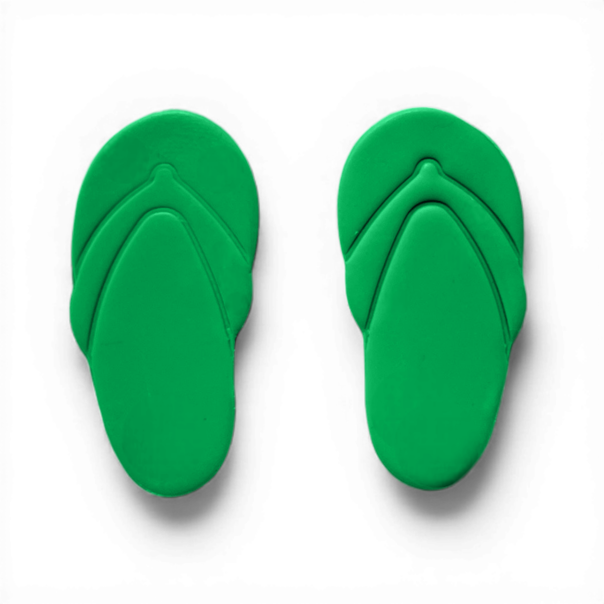 Green polymer clay flip flops shape for beach-inspired dangles.