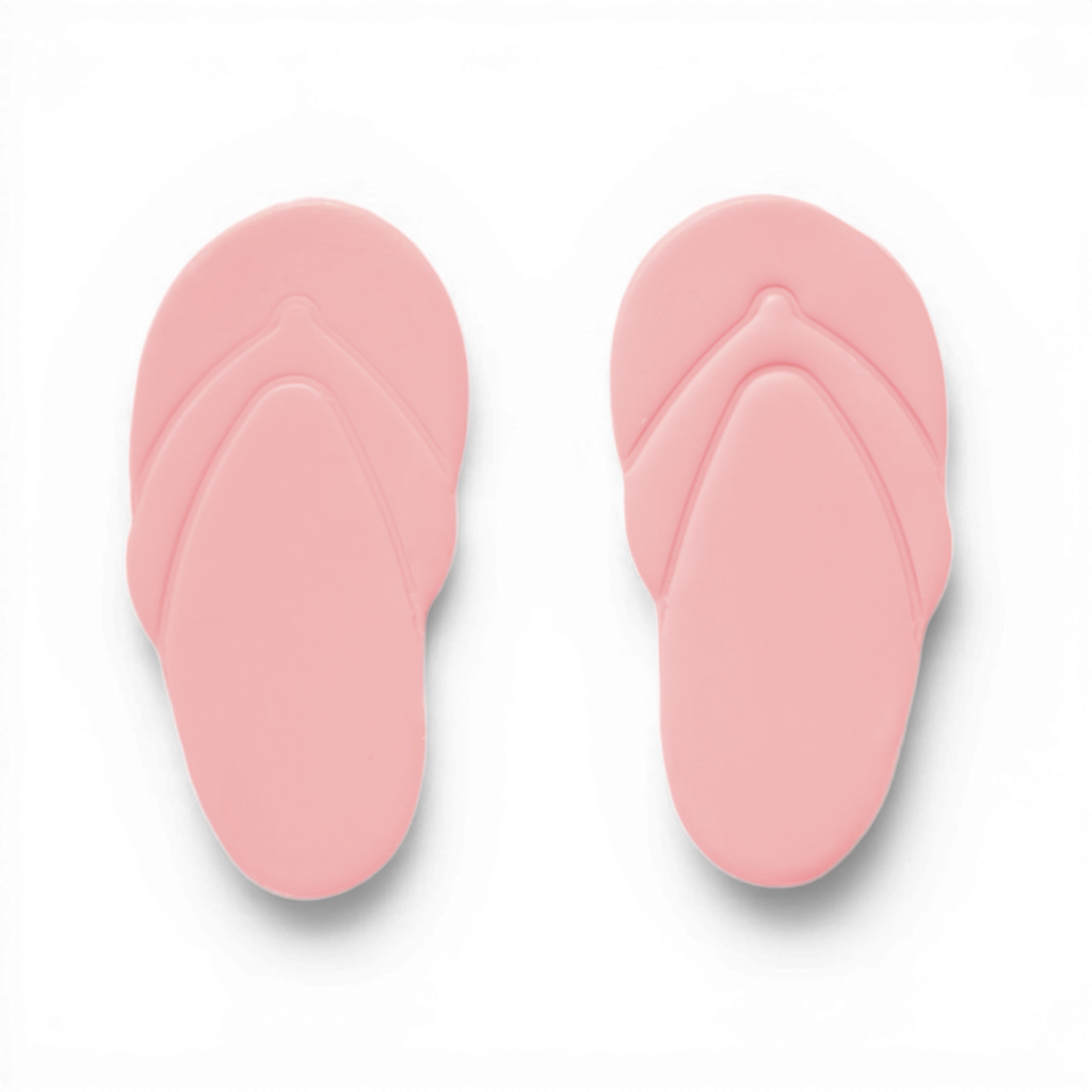 Pink polymer clay flip flops cutout for bright summer earrings.