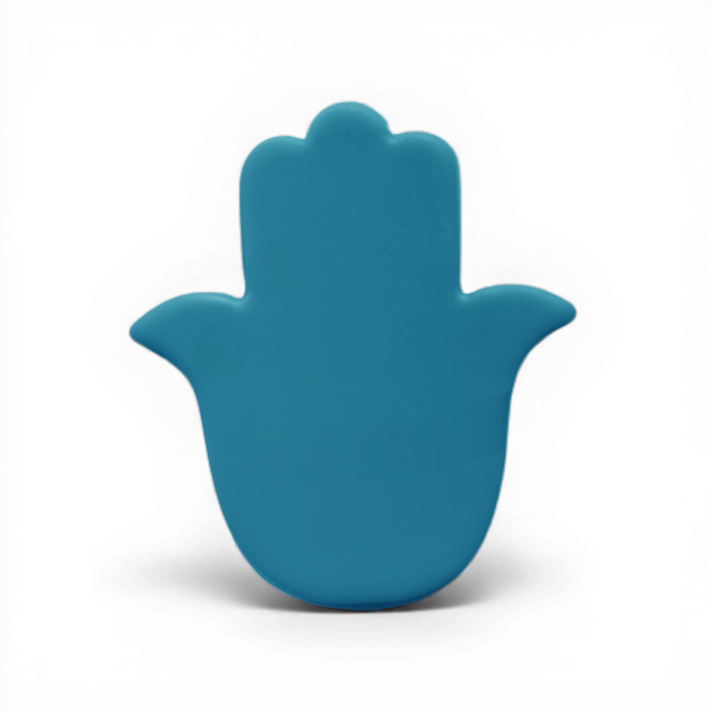 Hamsa Polymer Clay Blue
Hamsa polymer clay shape in soft blue with symbolic protective hand design on white background.
