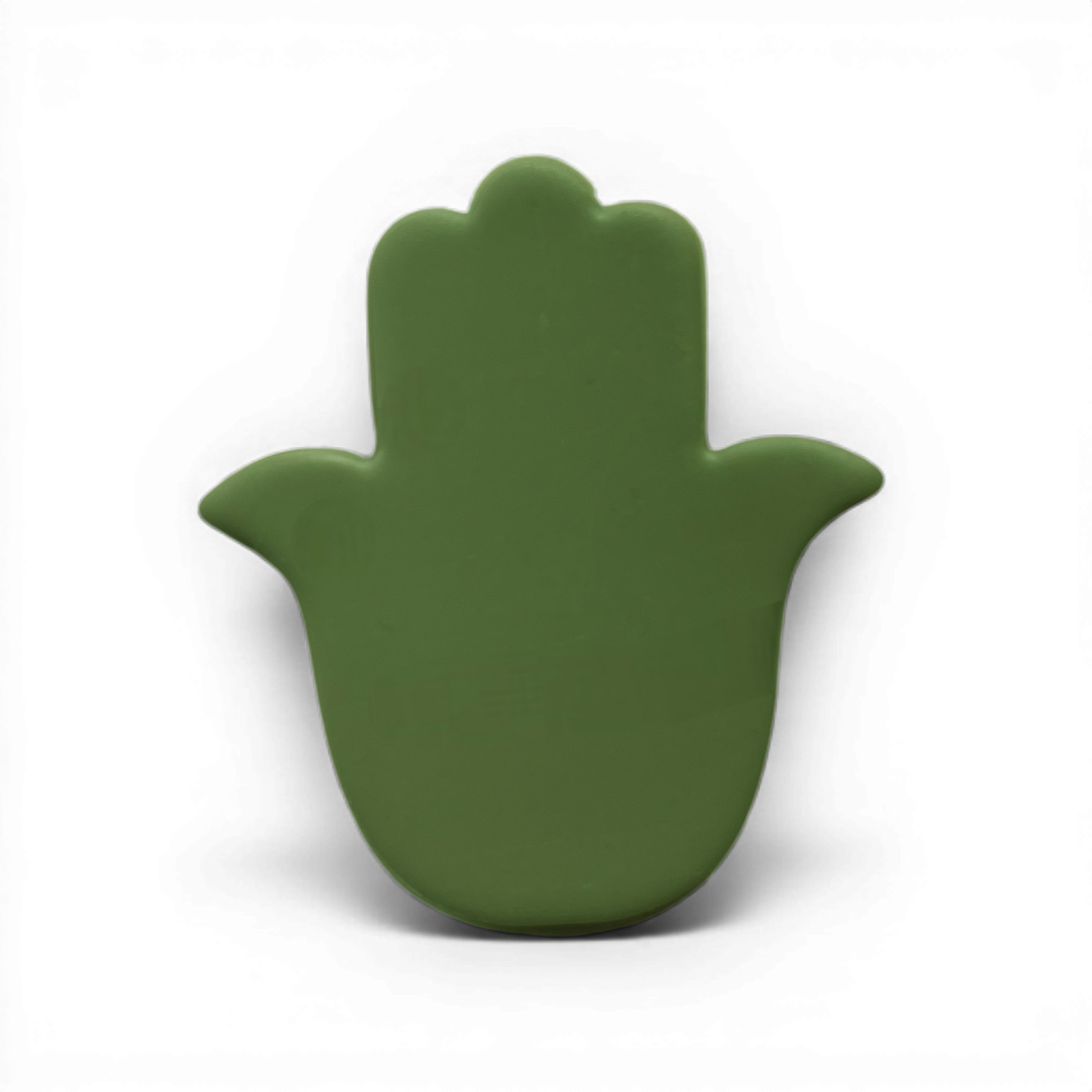 Hamsa Polymer Clay Olive
Hamsa polymer clay shape in muted olive green with classic hand symbol design on white background.