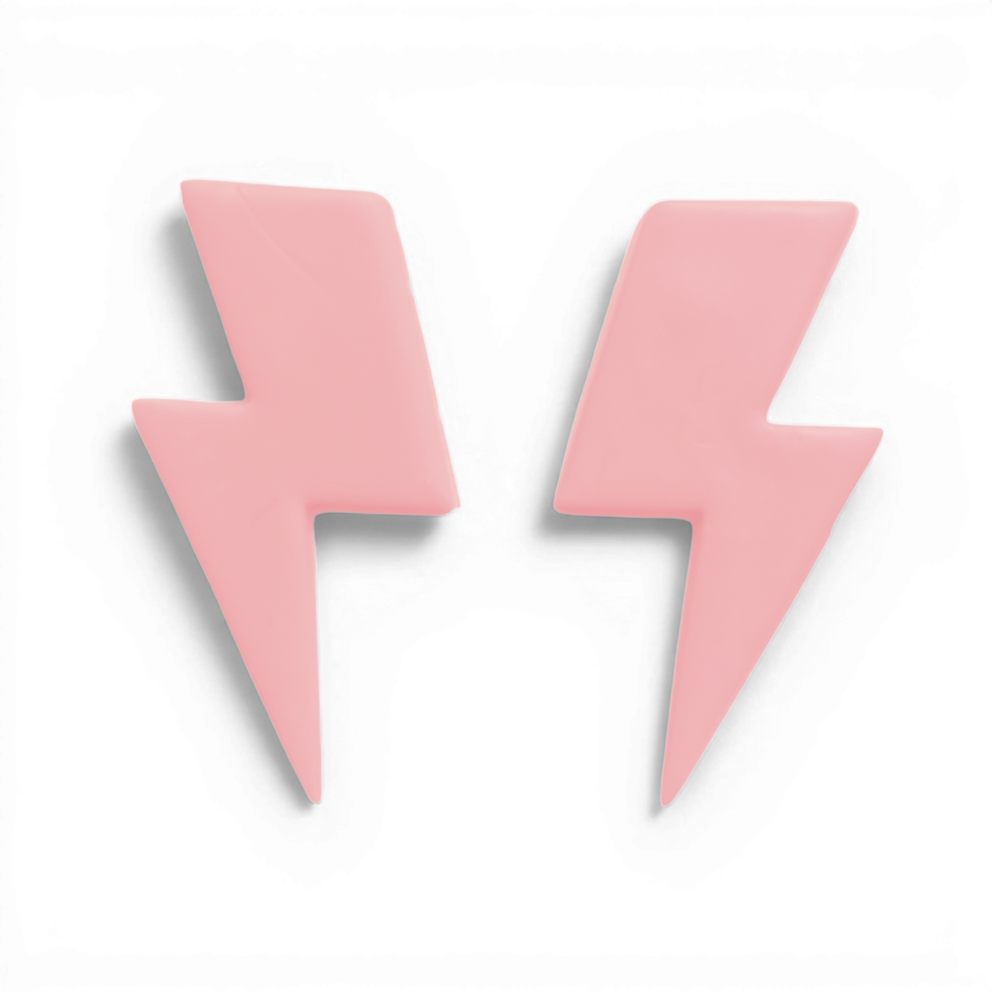 Lightening Bolt Polymer Clay Pink (Second Image)
Lightening Bolt polymer clay design in blush pink with graphic zigzag silhouette on white background.