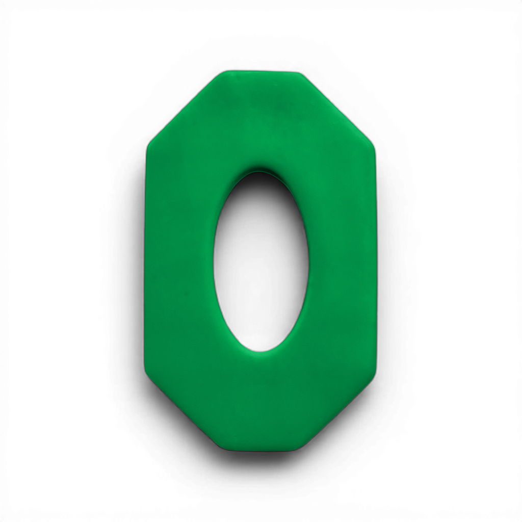 Long Octagon Oval Donut polymer clay shape in fresh green with elongated octagon frame on white background.