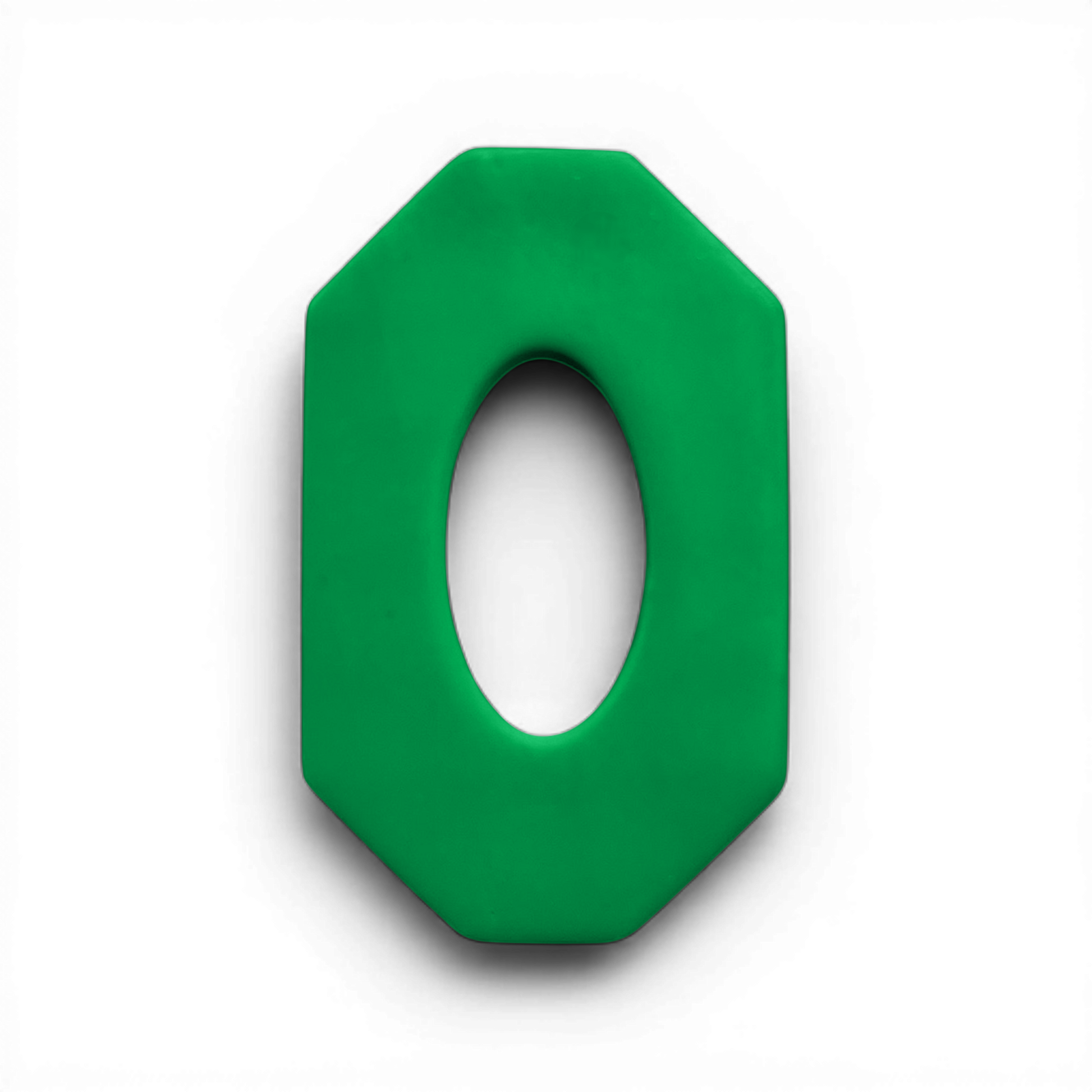 Long Octagon Oval Donut polymer clay shape in fresh green with elongated octagon frame on white background.