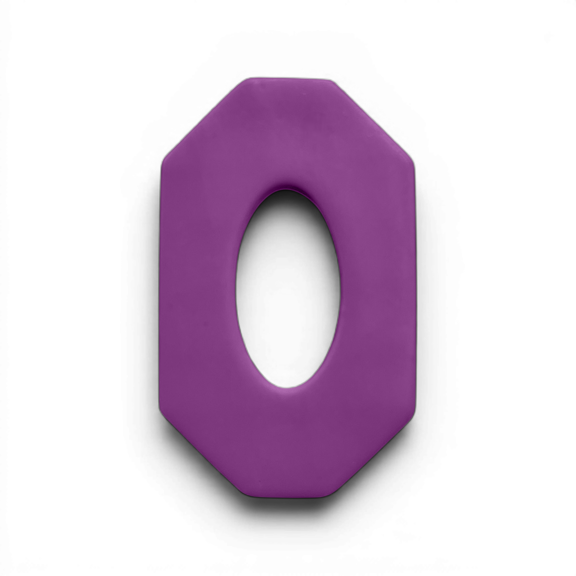 Long Octagon Oval Donut polymer clay shape in soft lavender with elongated octagon silhouette on white background.