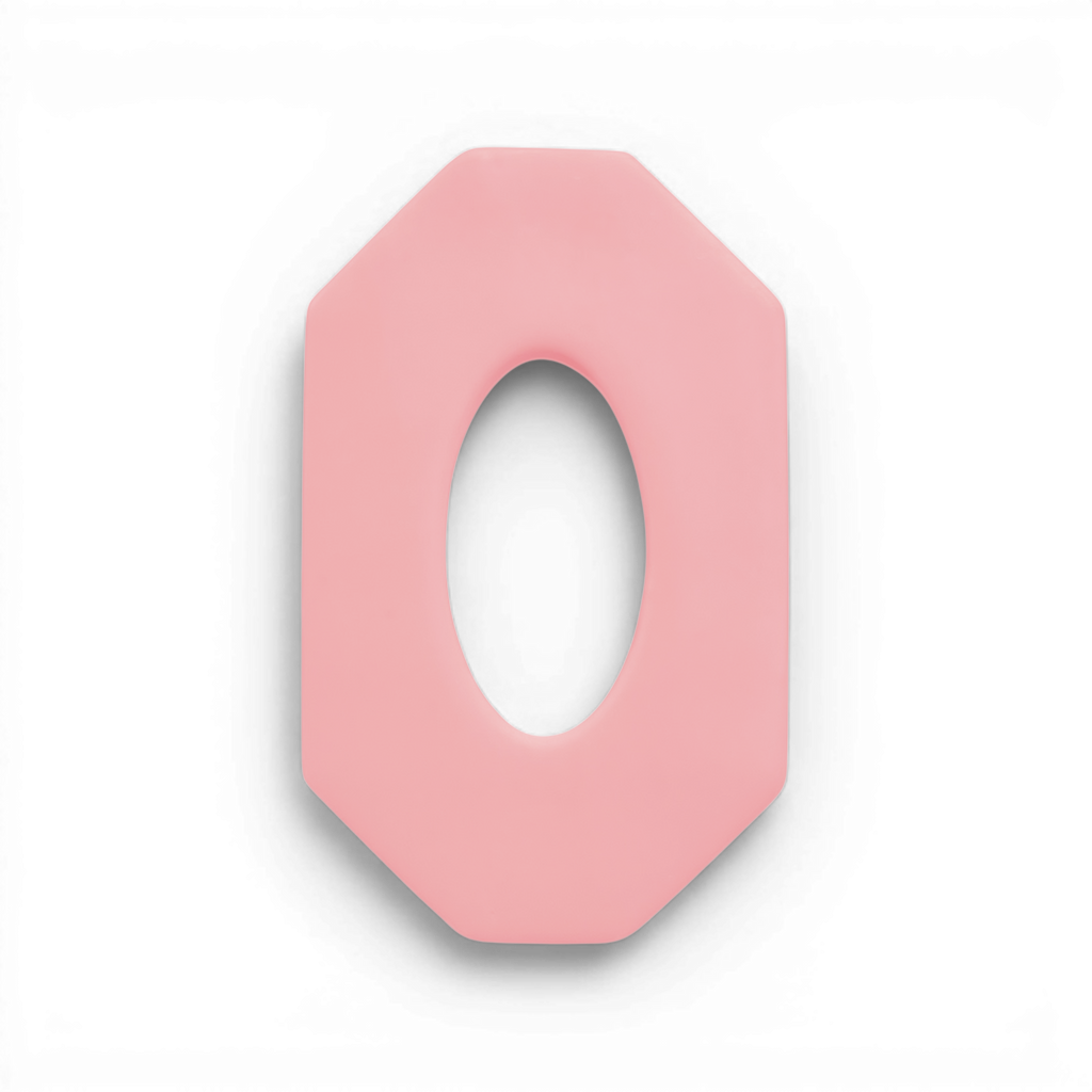 Long Octagon Oval Donut polymer clay shape in soft pink with modern open-frame silhouette on white background.