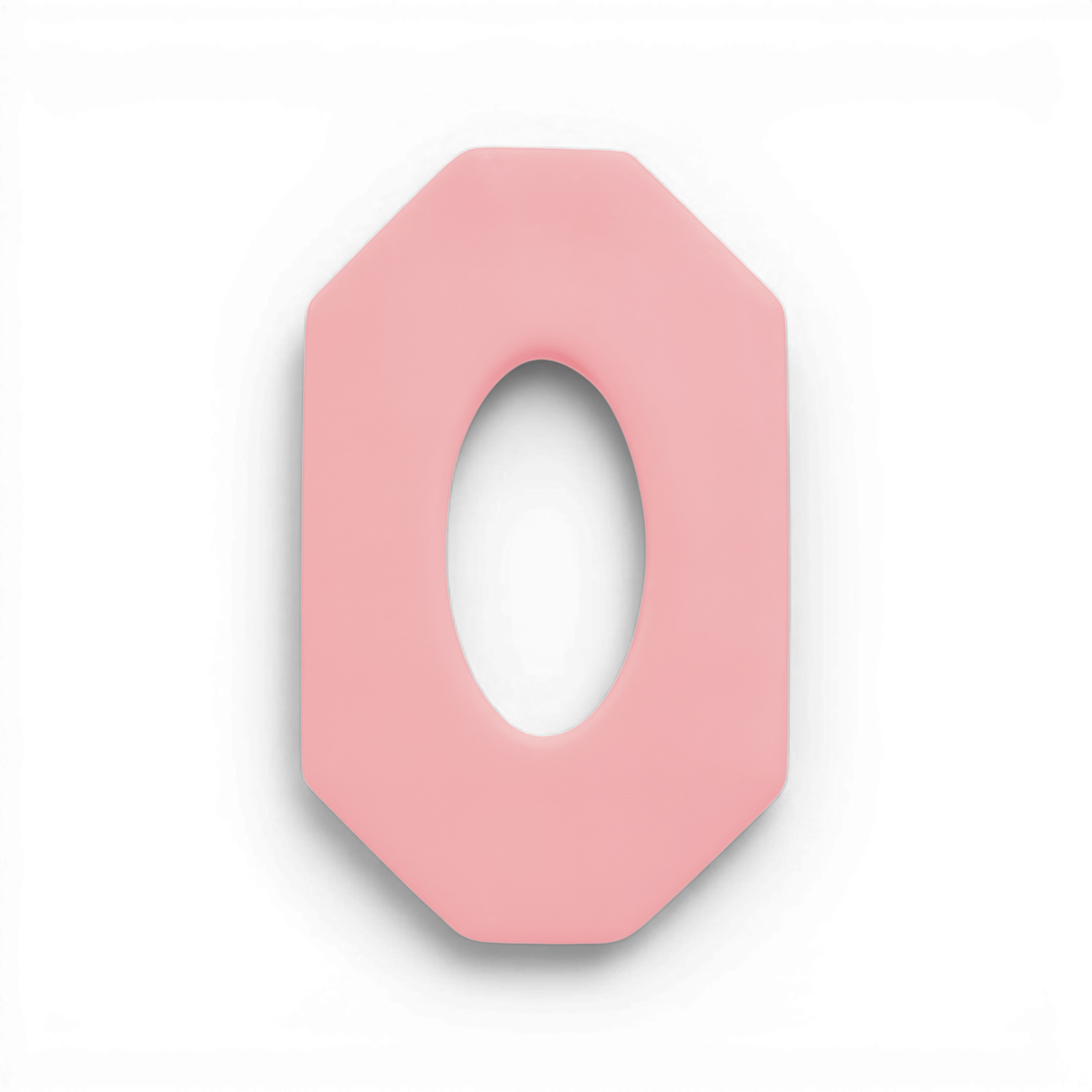 Long Octagon Oval Donut polymer clay shape in soft pink with modern open-frame silhouette on white background.