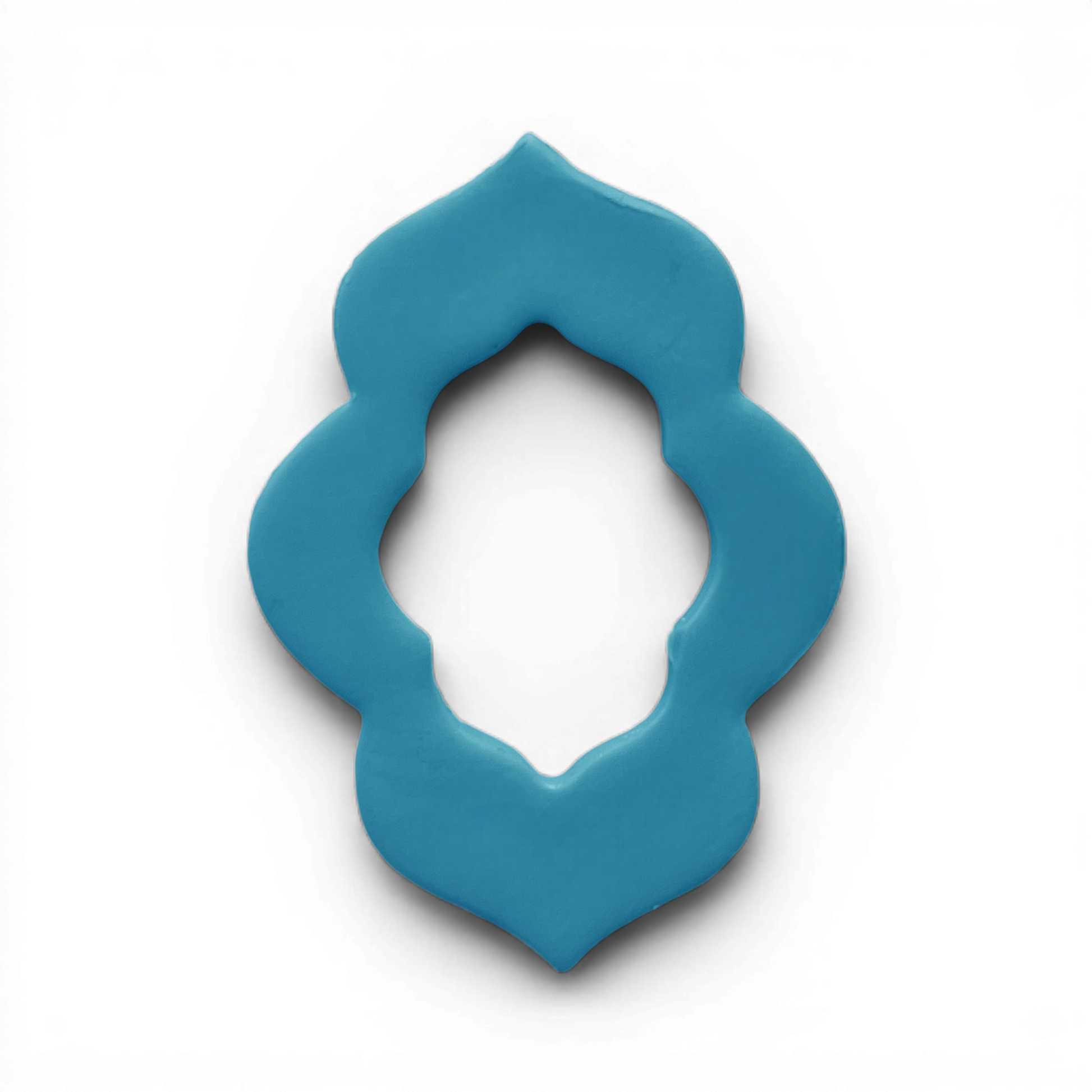 Moroccan Scalloped Donut, Polymer Clay Blue
Moroccan Scalloped Donut polymer clay shape in blue with architectural scalloped detailing on white background.