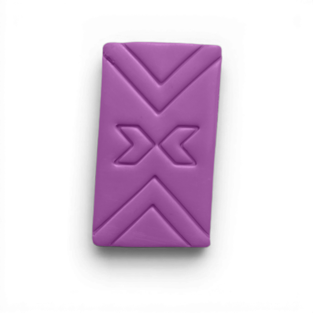 Patchwork Rectangle, Polymer Clay Lavender
Patchwork Rectangle polymer clay shape in soft lavender with textured panel design on white background.