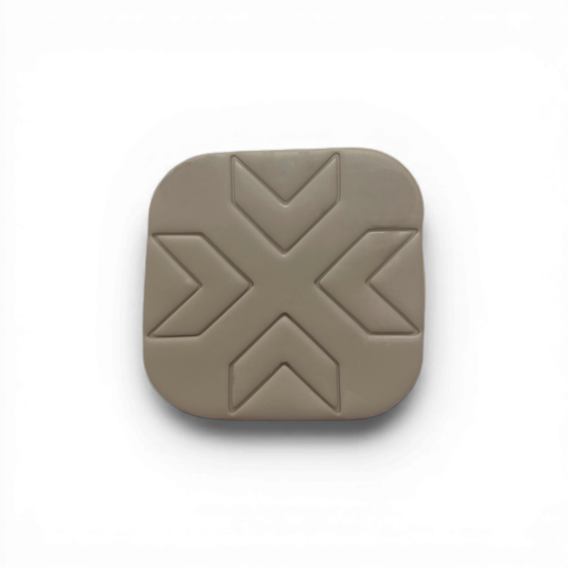 Patchwork Square, Polymer Clay Taupe
Patchwork Square polymer clay shape in warm taupe with structured geometric tile detailing on white background.