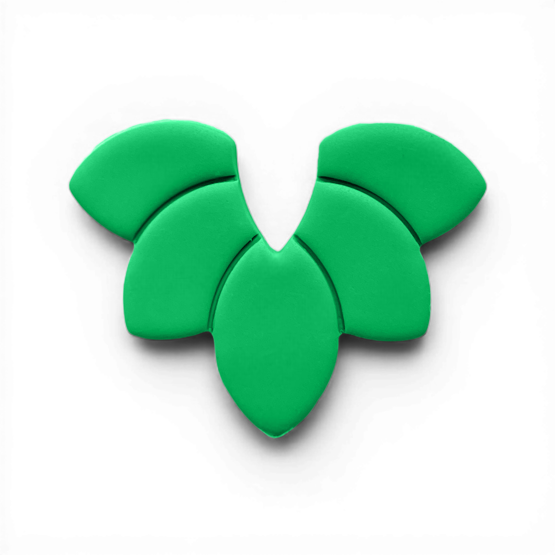 Petal Fan, Polymer Clay Green
Petal Fan polymer clay shape in fresh green with structured floral arc design on white background.