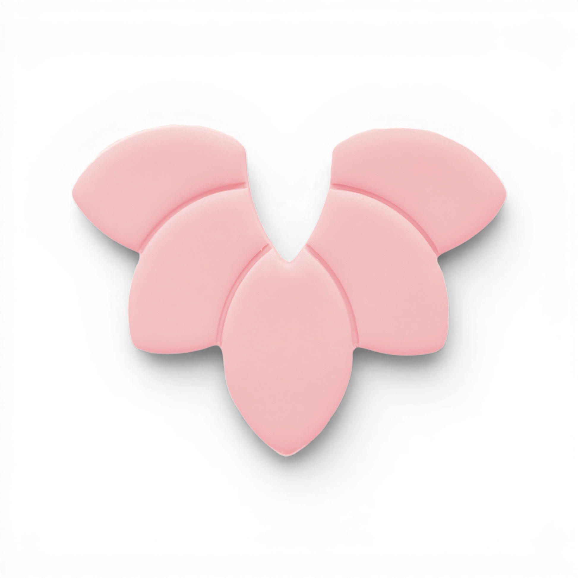 Petal Fan, Polymer Clay Pink
Petal Fan polymer clay shape in soft pink with layered fan-style petal detailing on white background.