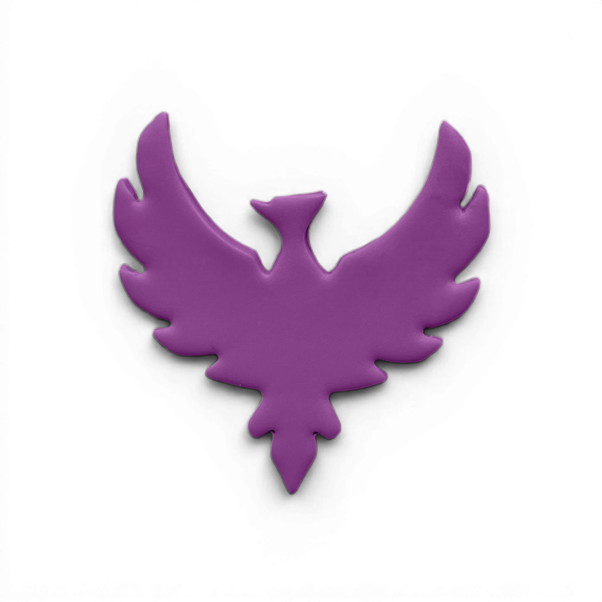 Phoenix, Polymer Clay Lavender
Phoenix polymer clay shape in lavender with extended wing design on white background.