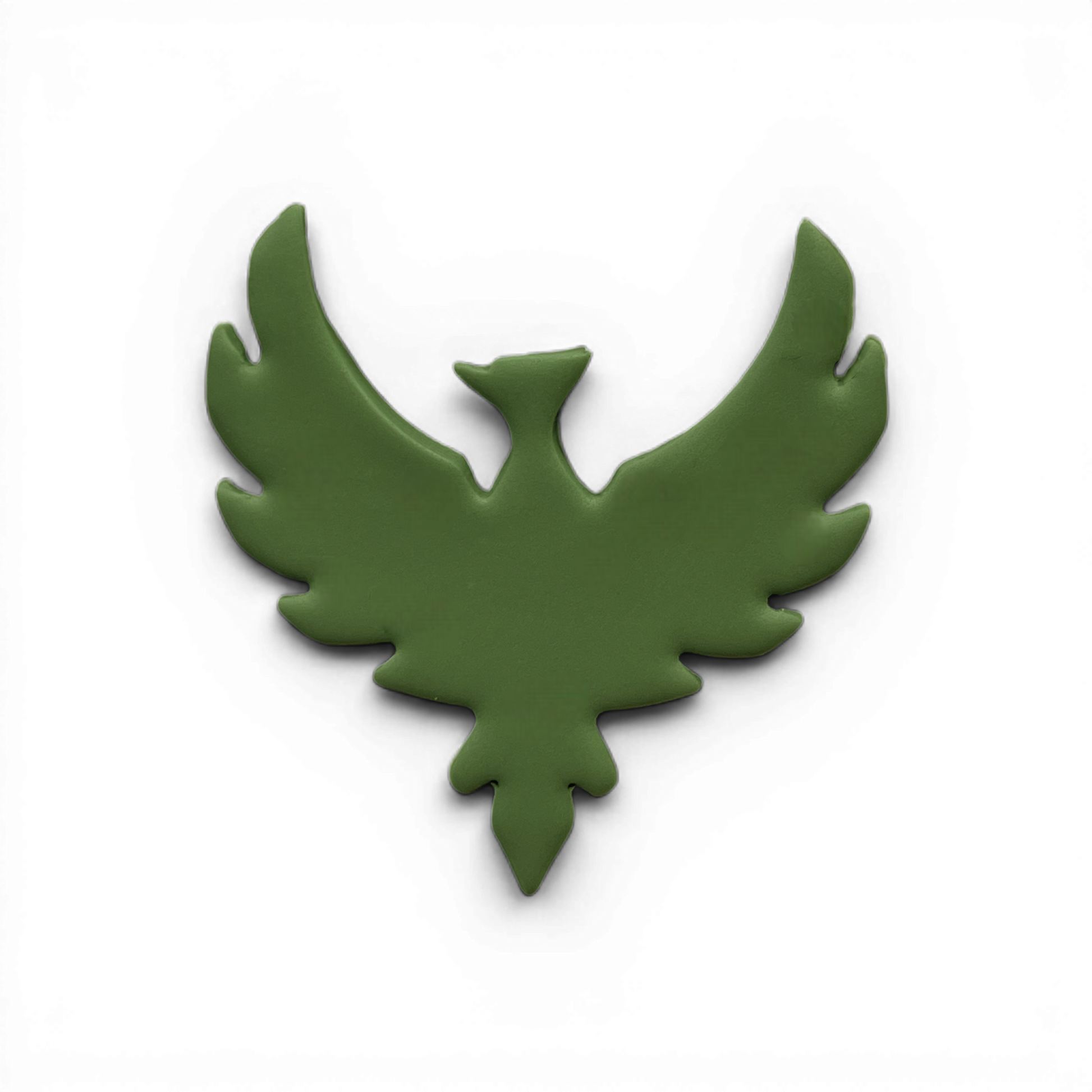Phoenix, Polymer Clay Olive
Phoenix polymer clay shape in olive green with bold mythical bird silhouette on white background.