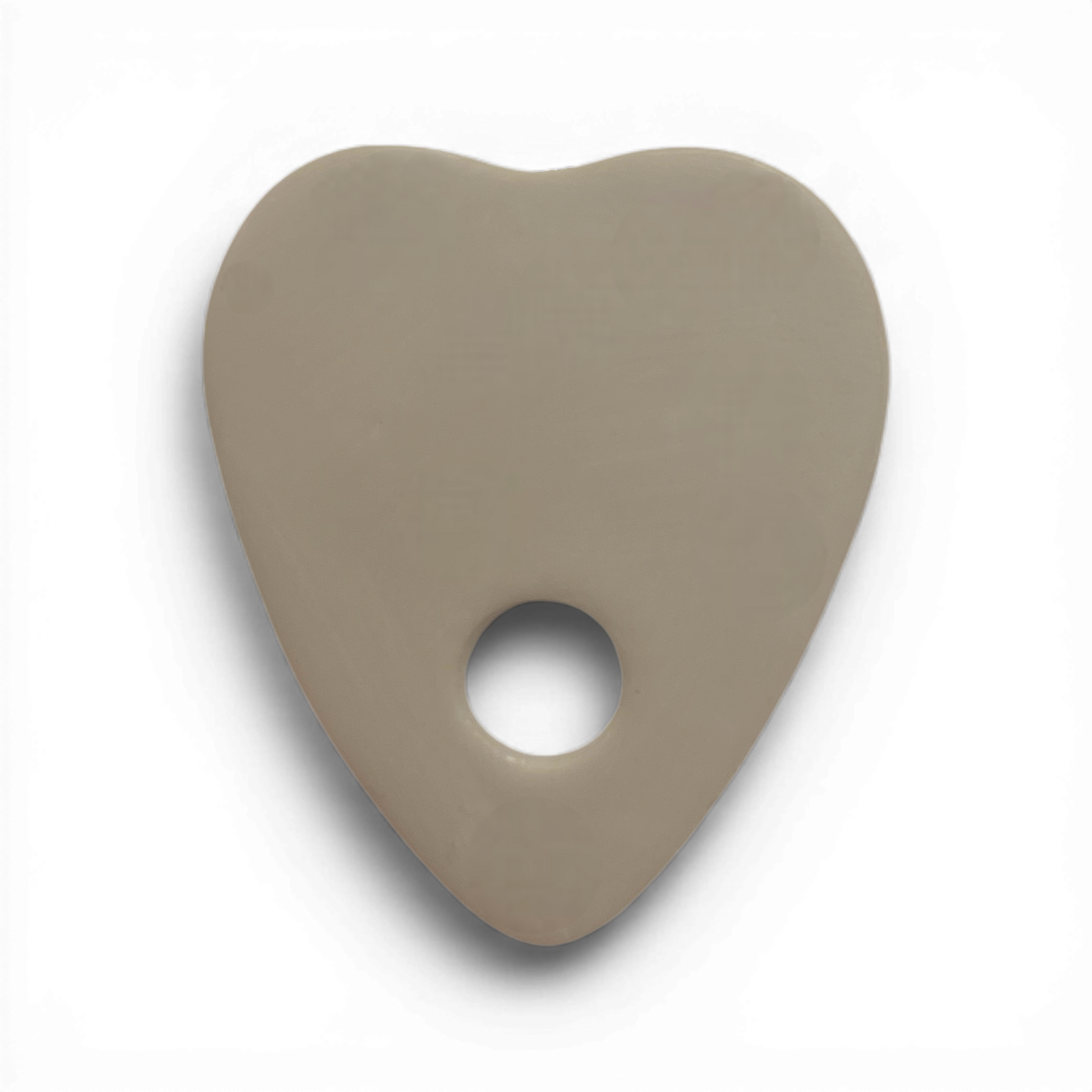 Planchette, Polymer Clay Taupe
Planchette polymer clay shape in taupe with engraved eye motif on white background.