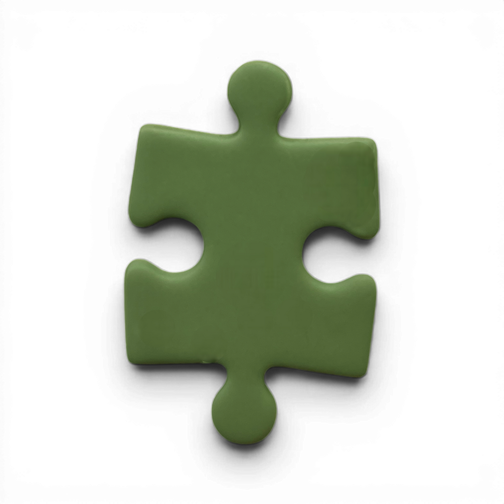 Olive polymer clay puzzle piece shape for modern earthy jewelry designs.