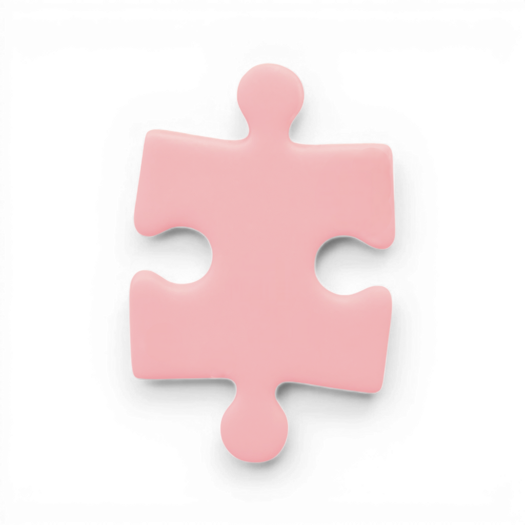 
Pink polymer clay puzzle piece cutout for earrings and symbolic jewelry pieces.