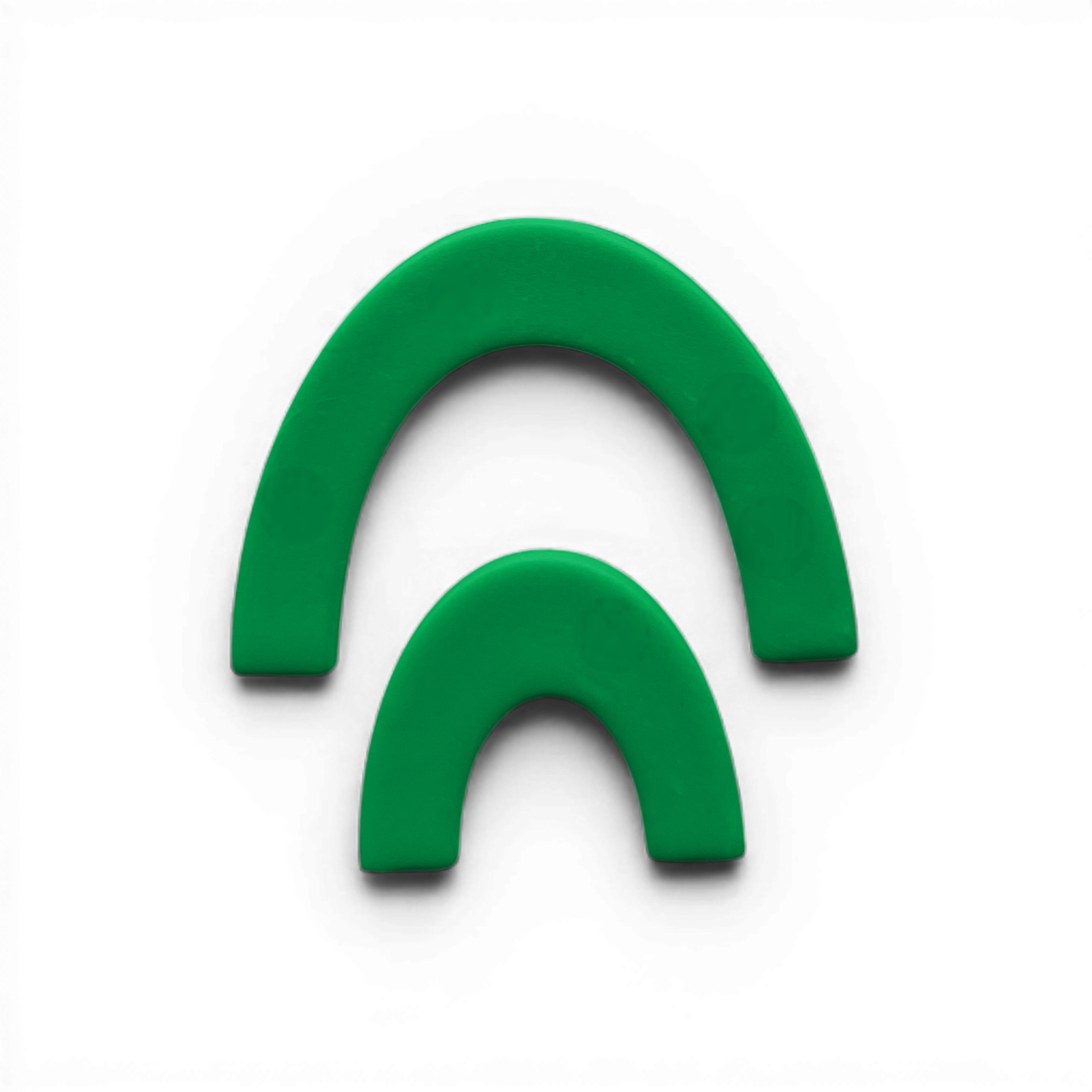 Rainbow Duo, Polymer Clay Green
Rainbow Duo polymer clay shape in green with structured layered arch silhouette on white background.