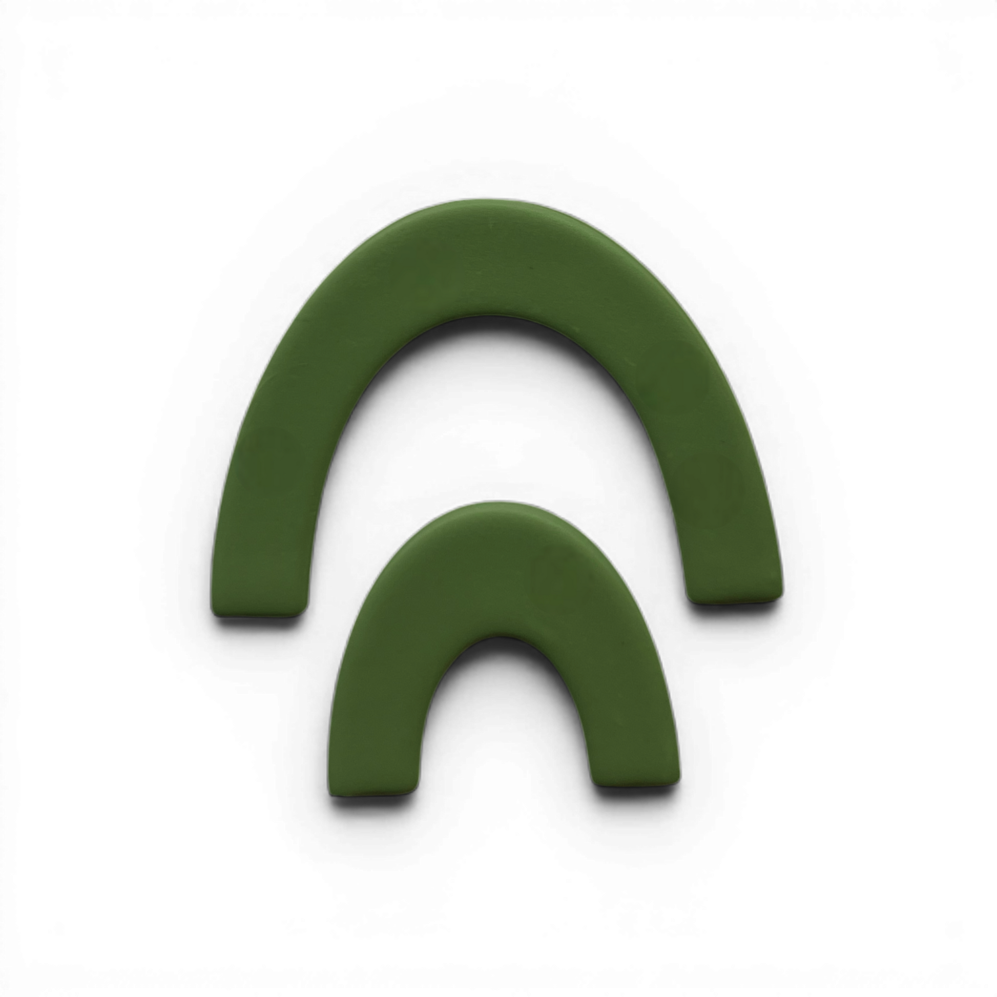 Rainbow Duo, Polymer Clay Olive
Rainbow Duo polymer clay shape in olive with dimensional arch styling on white background.