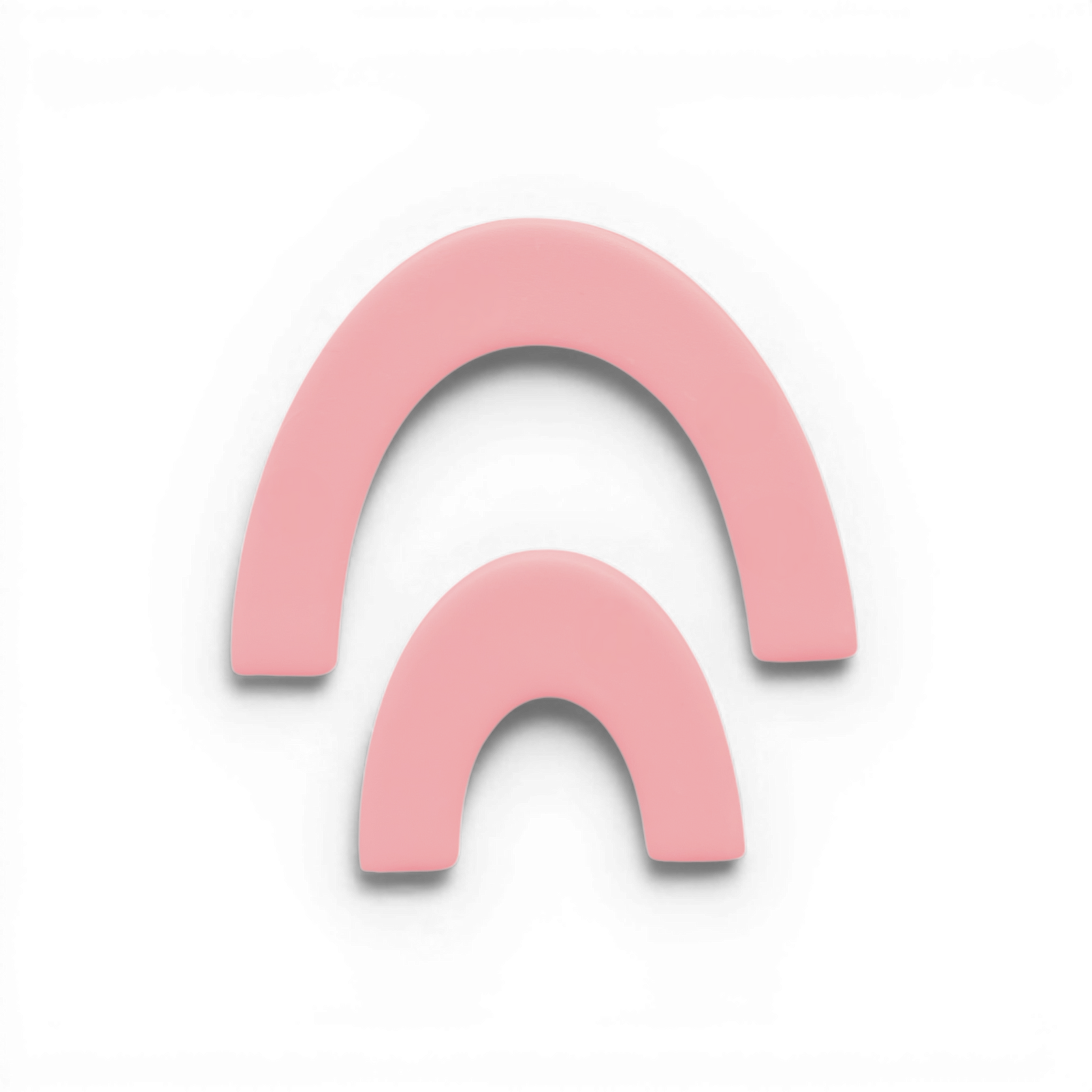 Rainbow Duo, Polymer Clay Pink
Rainbow Duo polymer clay shape in soft pink with dual-arch layered design on white background.