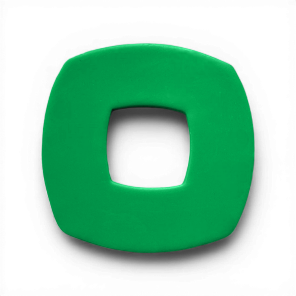 Rounded Square Donut Polymer Clay Green
Rounded Square Donut polymer clay shape in fresh green with smooth curved corners and open center on white background.