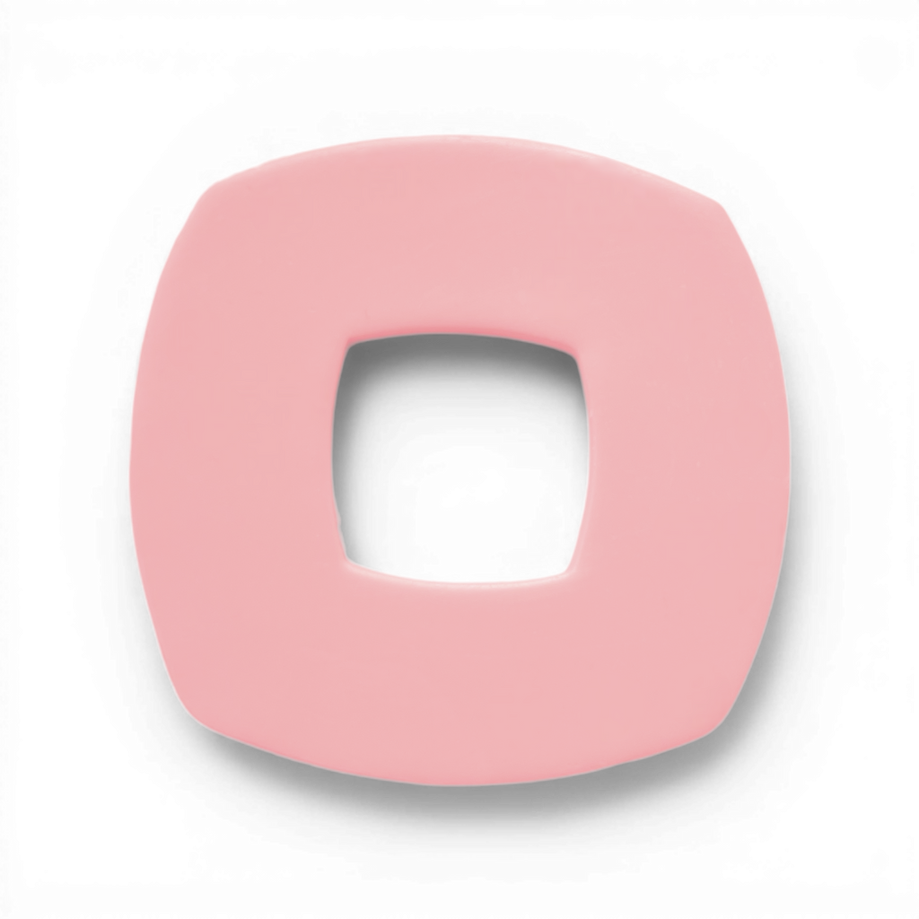 Rounded Square Donut Polymer Clay Pink
Rounded Square Donut polymer clay shape in soft pink with rounded square open-frame silhouette on white background.