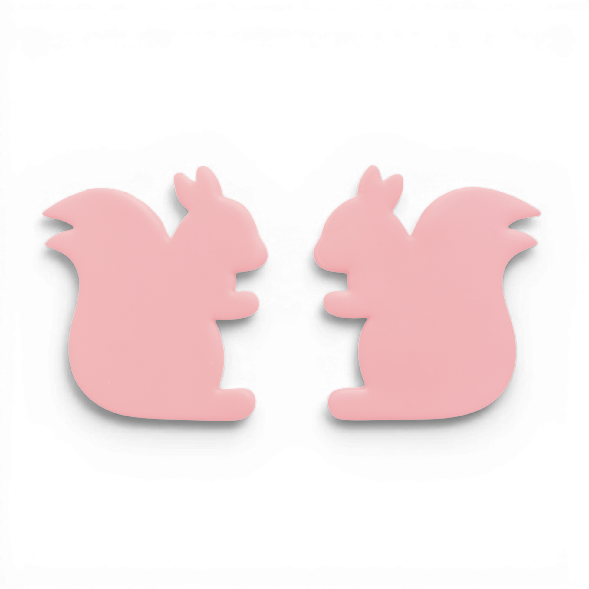 Squirrel, Polymer Clay Pink
Squirrel polymer clay shape in soft pink with woodland silhouette on white background.