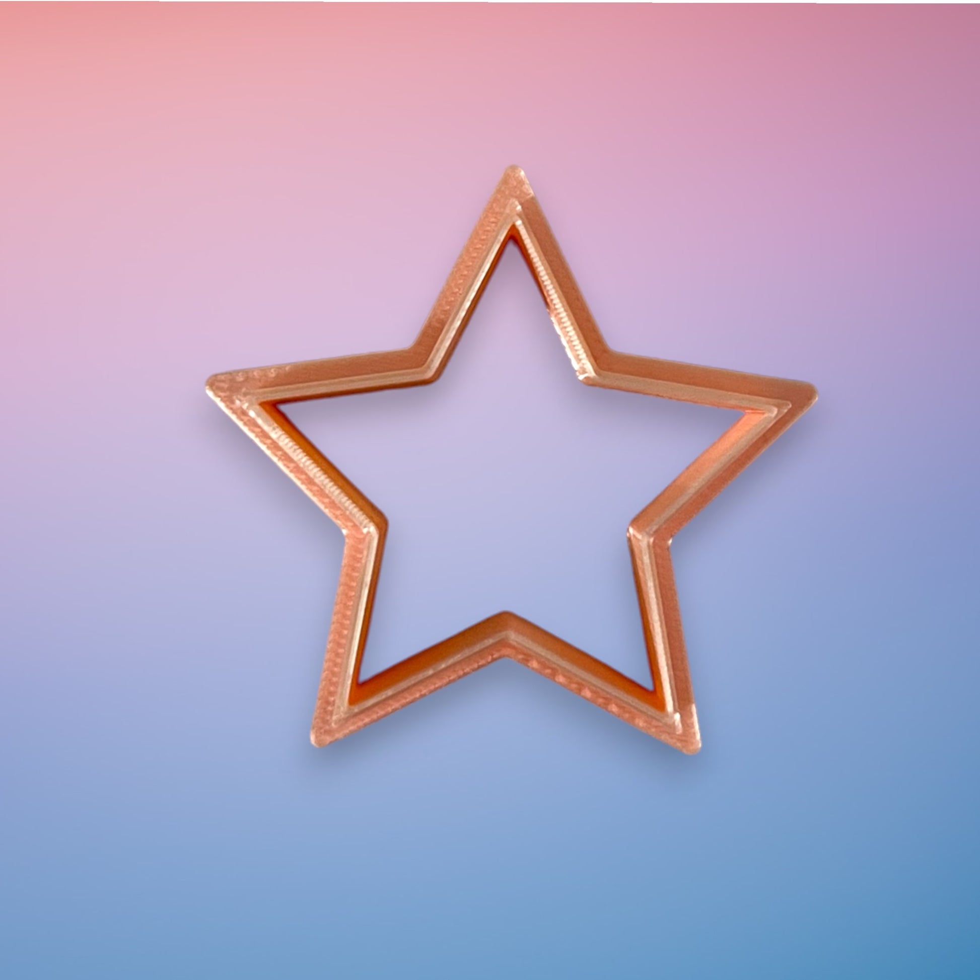 Five point star polymer clay cutter with clean geometric angles for earrings and pendants.