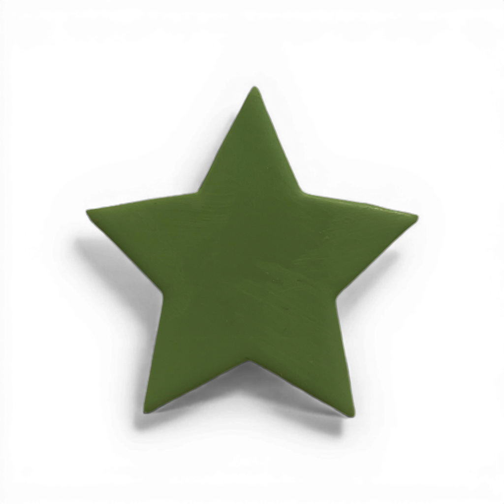 Olive polymer clay five point star shape for earthy jewelry designs.