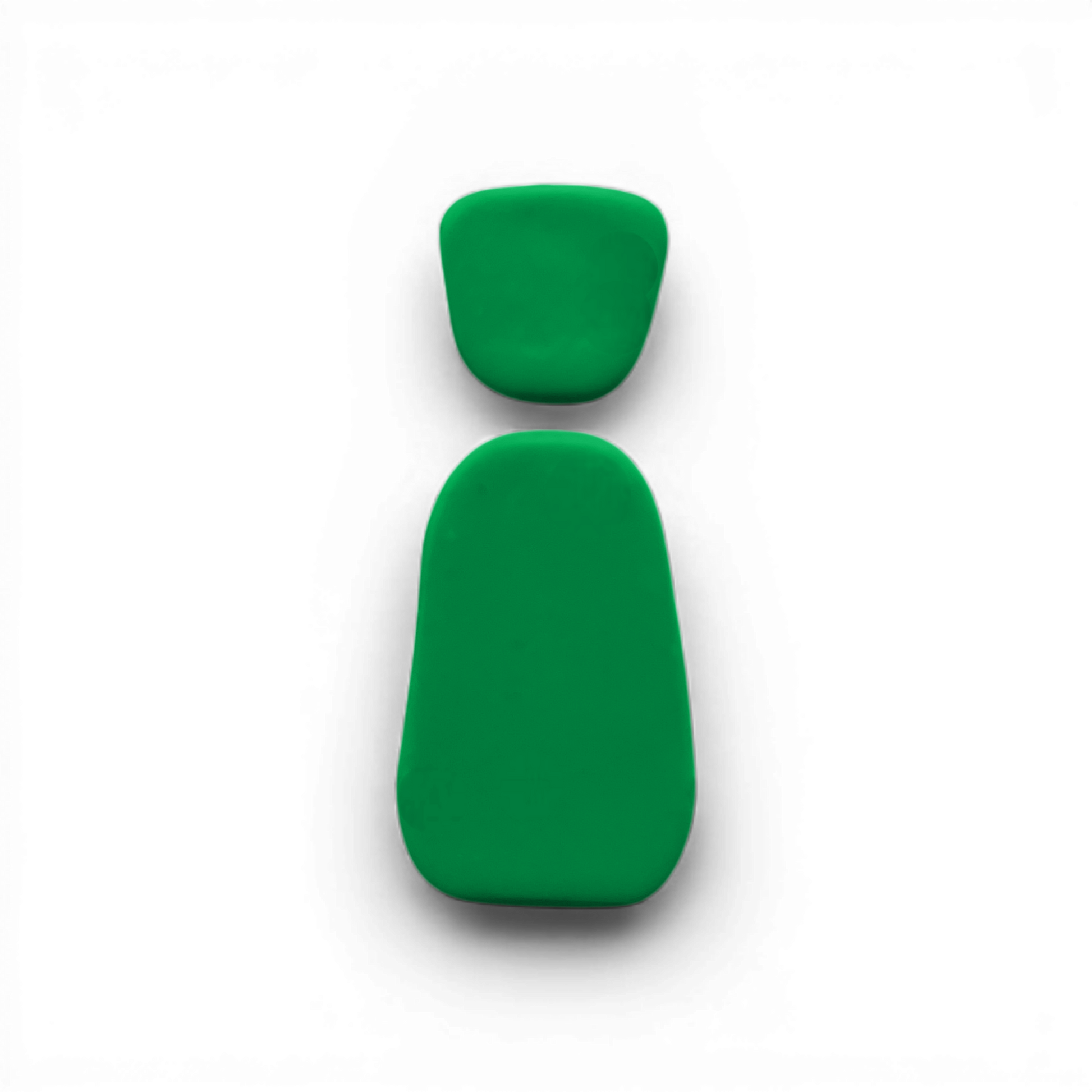 Green polymer clay trapezoid drop shape with clean angled sides.