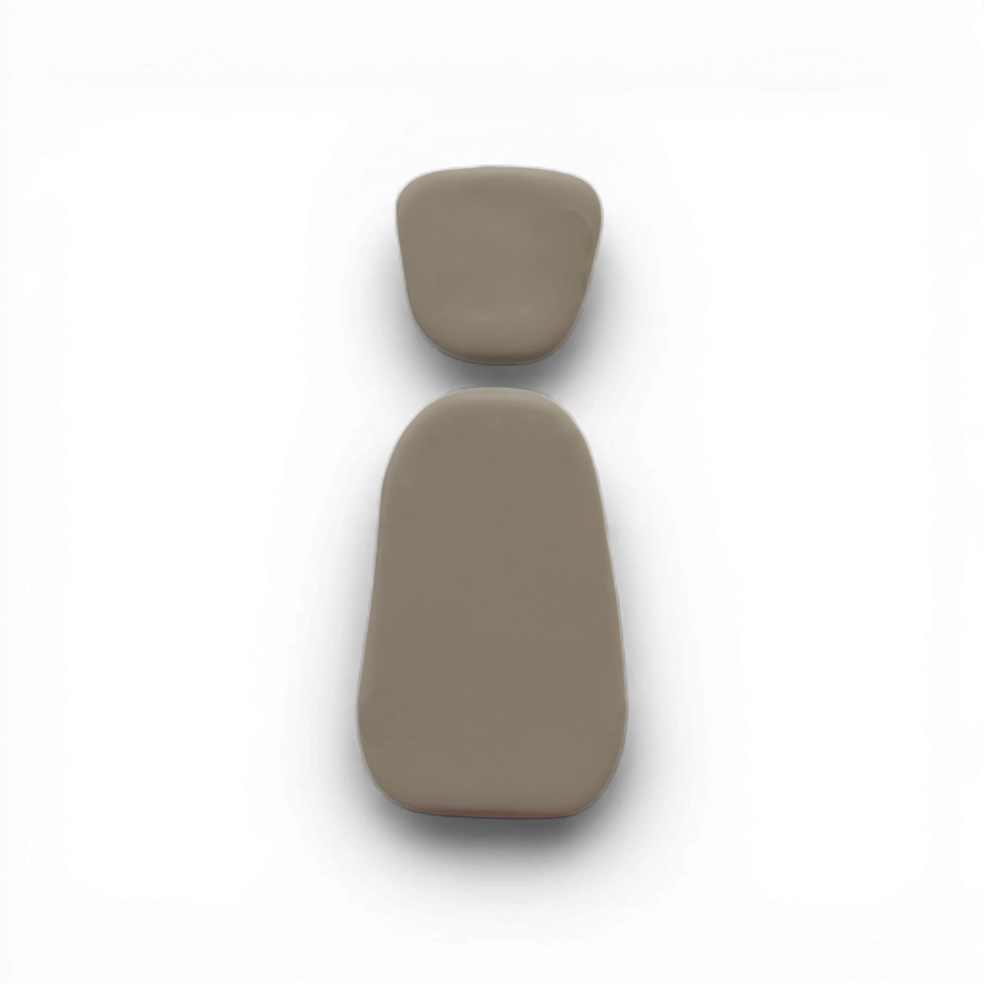 Taupe polymer clay trapezoid drop cutout in neutral minimalist style.