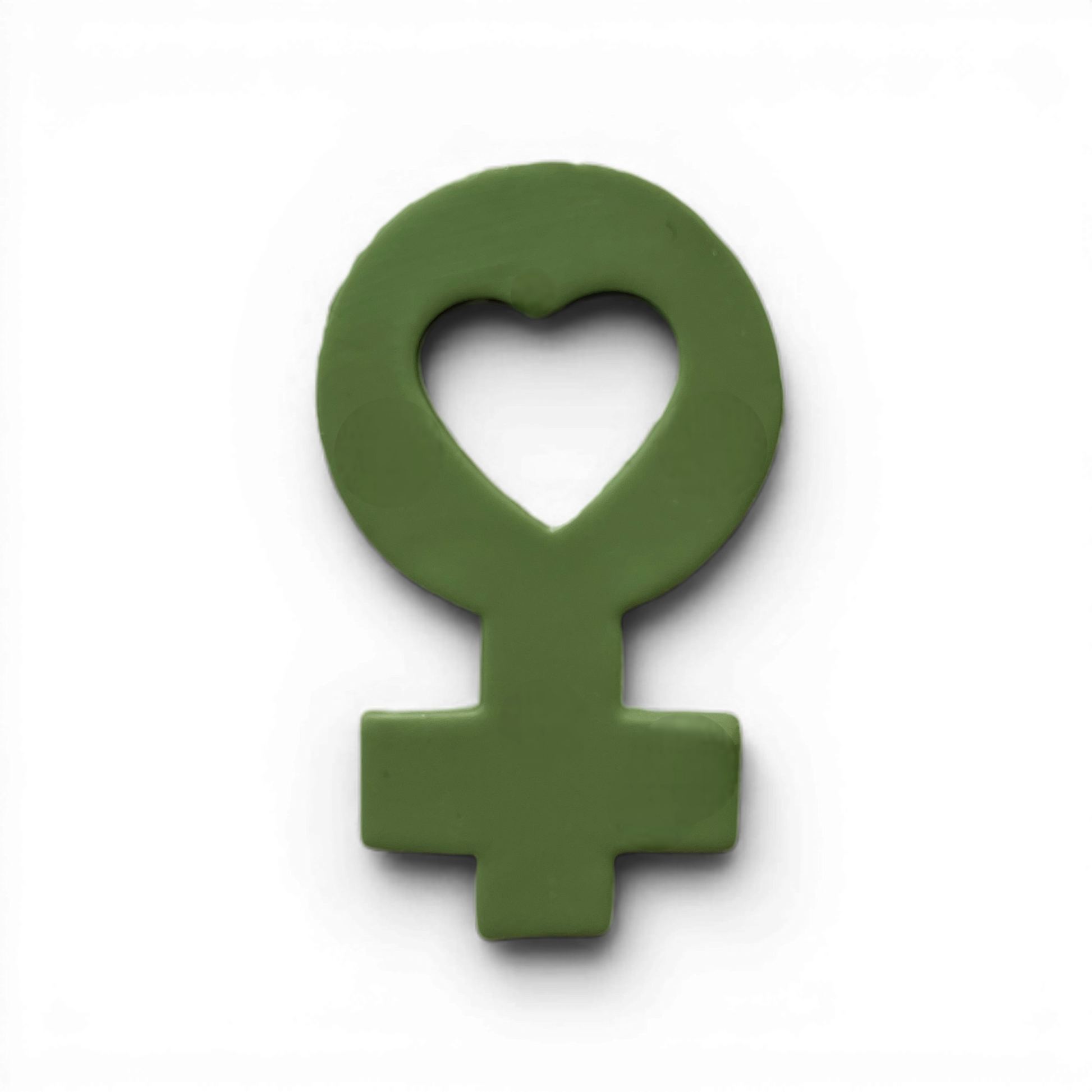 Venus Heart, Polymer Clay Olive
Venus Heart polymer clay shape in olive with sculpted romantic design on white background.