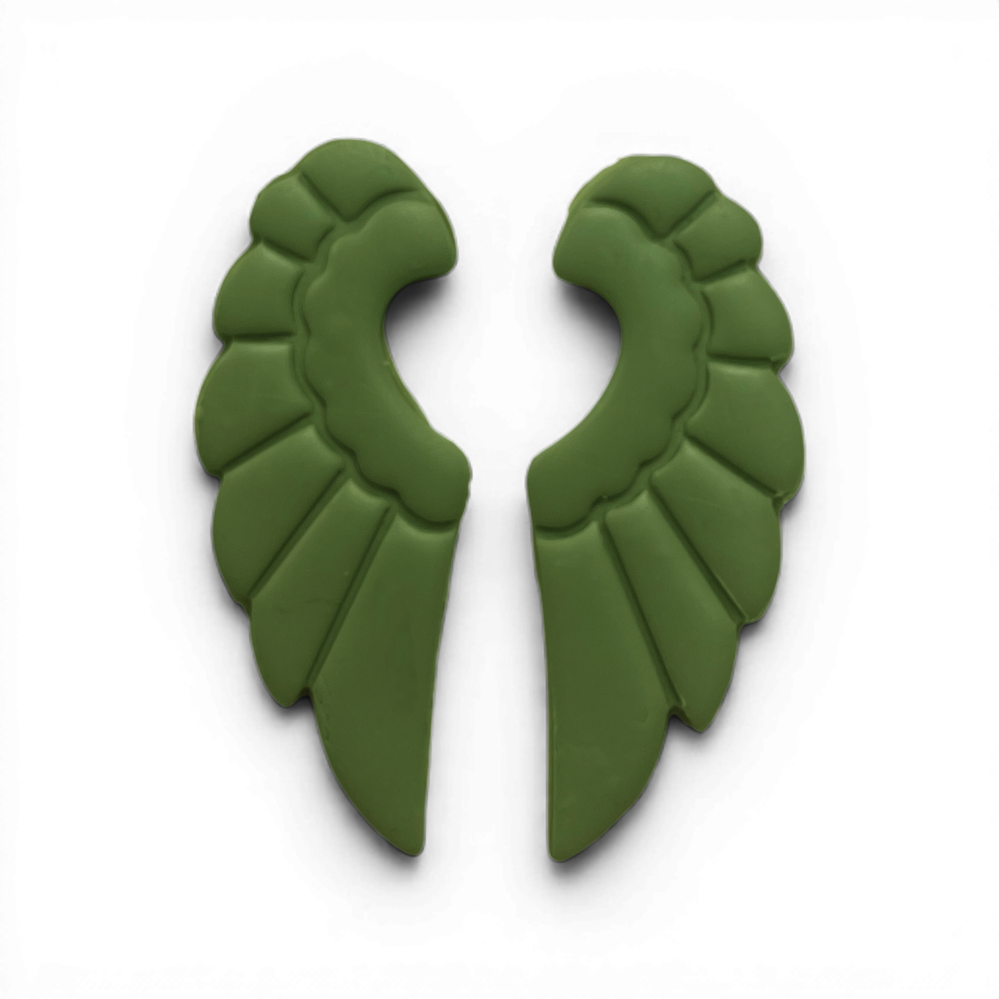 Wings Polymer Clay Olive
Wings polymer clay shape in muted olive green with bold wing silhouette on white background.