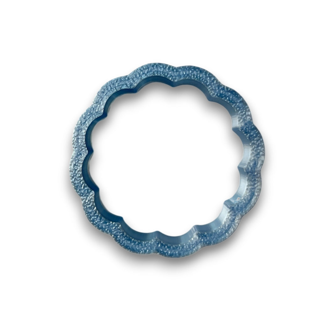 Frill circle polymer clay cutter with scalloped edges for earrings and jewelry making