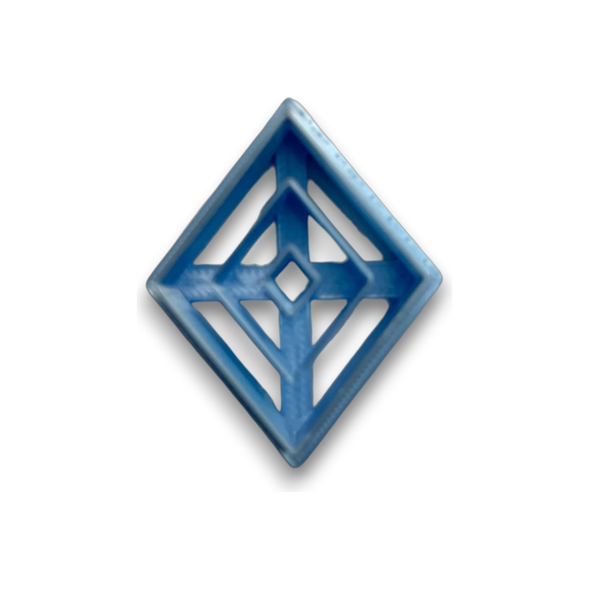 Geo diamond donut polymer clay cutter with square center cutout and built-in embossing for modern geometric designs